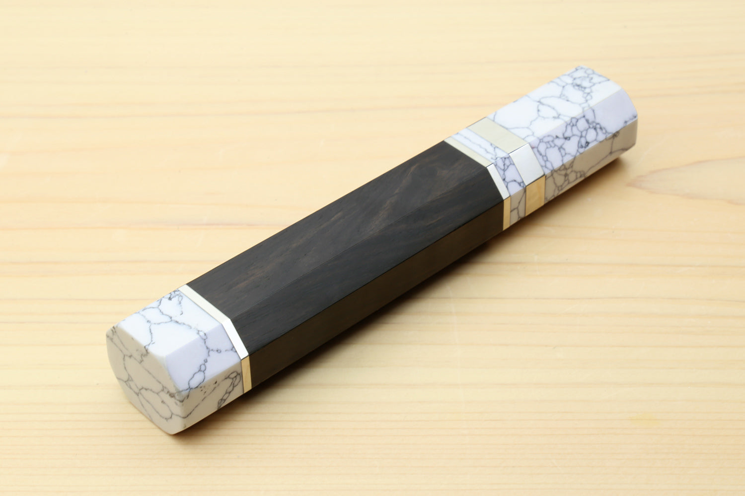 Yoshihiro Ebony Handle with Howlite White Bolster for Gyuto Chef Knife