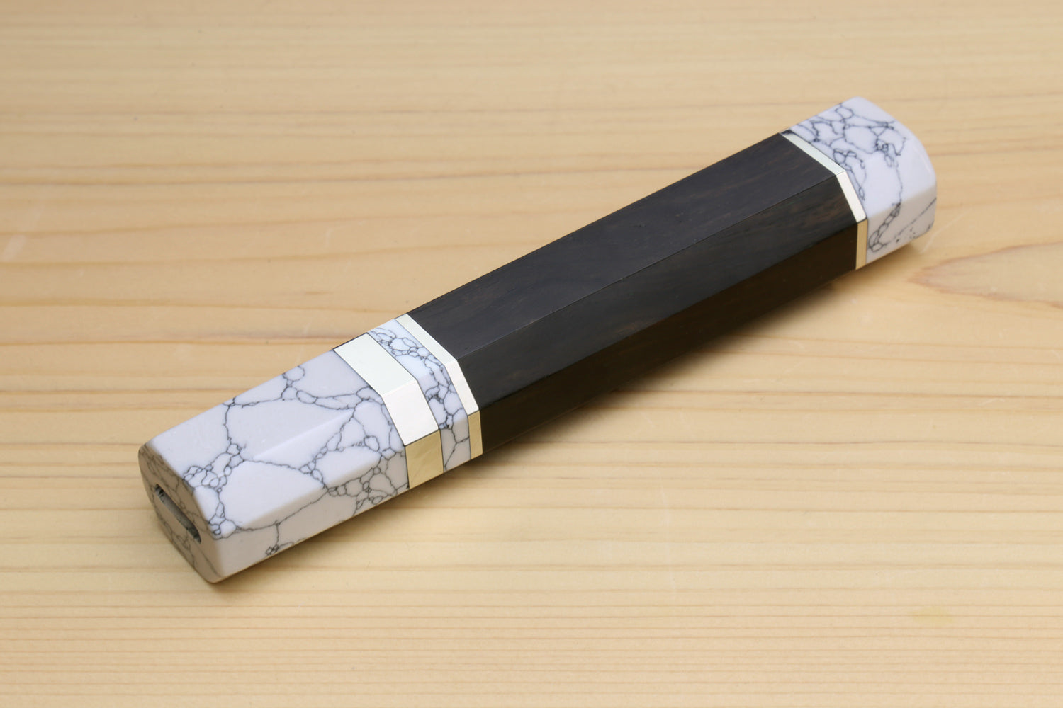 Yoshihiro Ebony Handle with Howlite White Bolster for Nakiri Vegetable Knife