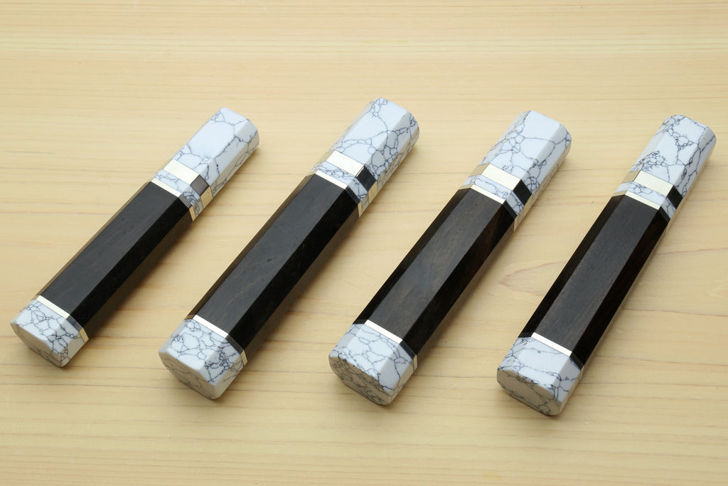 Yoshihiro Ebony Handle with Howlite White Bolster for Nakiri Vegetable Knife