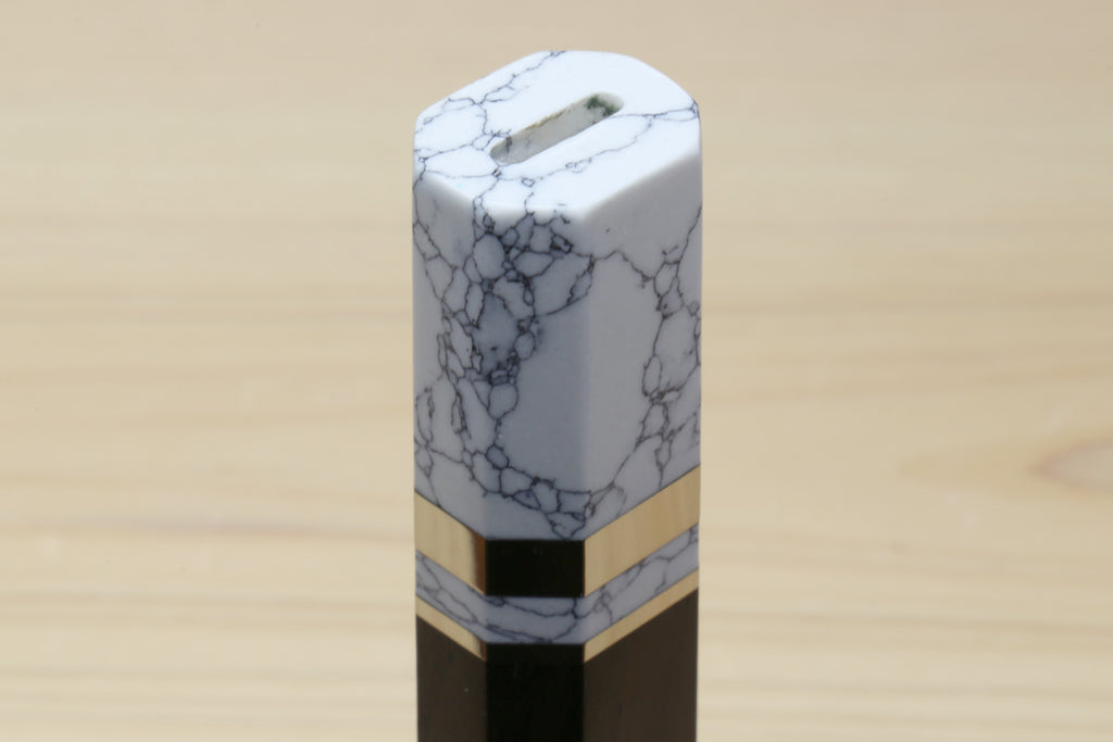 Yoshihiro Ebony Handle with Howlite White Bolster for Nakiri Vegetable Knife
