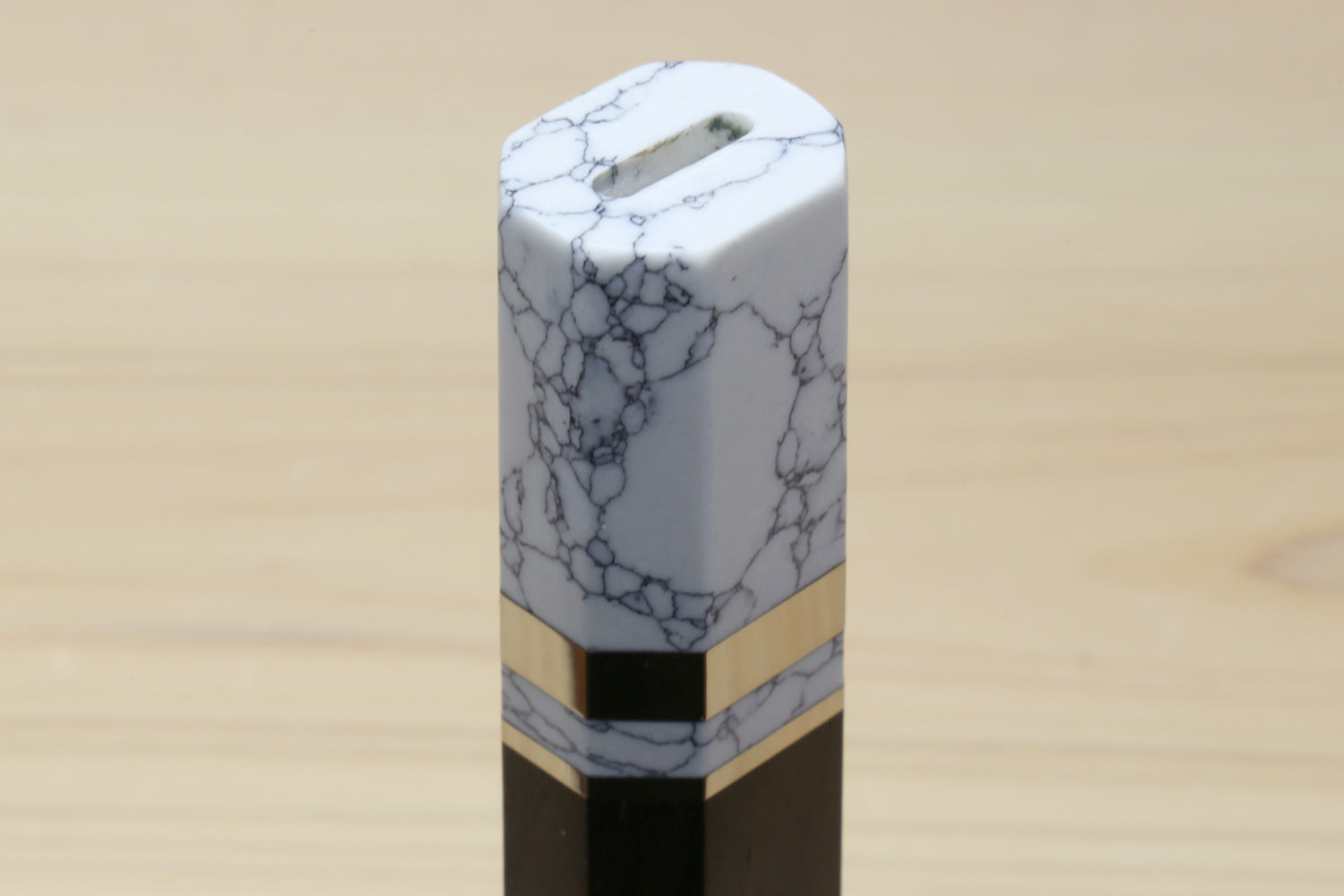 Yoshihiro Ebony Handle with Howlite White Bolster for Nakiri Vegetable Knife