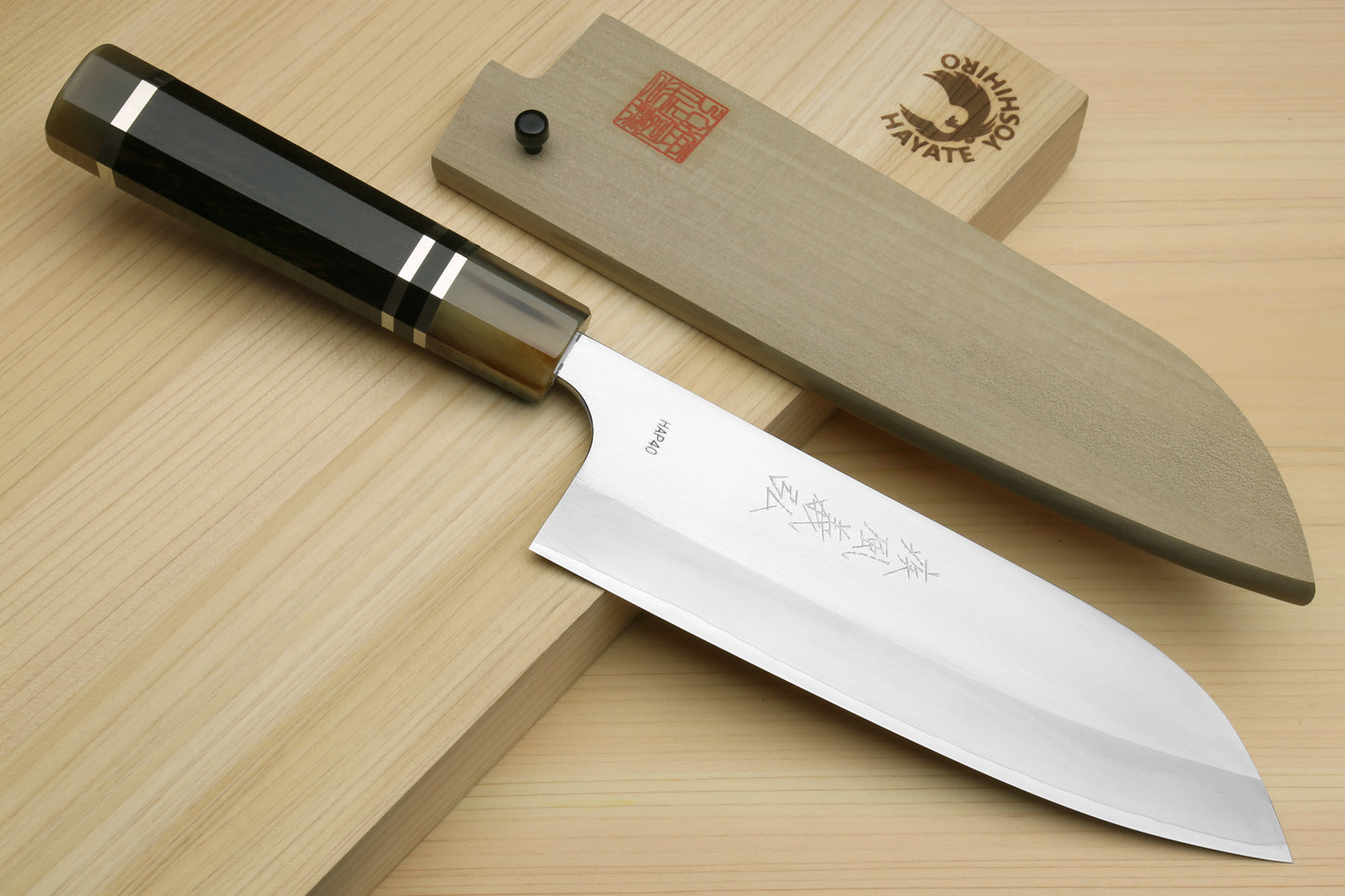 Yoshihiro High Speed Steel HAP40 3-Set with Octagonal Ebony Wood Handles with Triple Ring