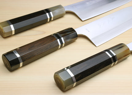 Yoshihiro High Speed Steel HAP40 3-Set with Octagonal Ebony Wood Handles with Triple Ring