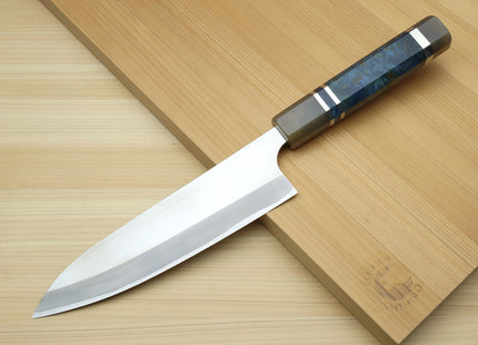 Yoshihiro High Speed Steel HAP40 Petty Multipurpose Chef Knife Ocean Blue Handle