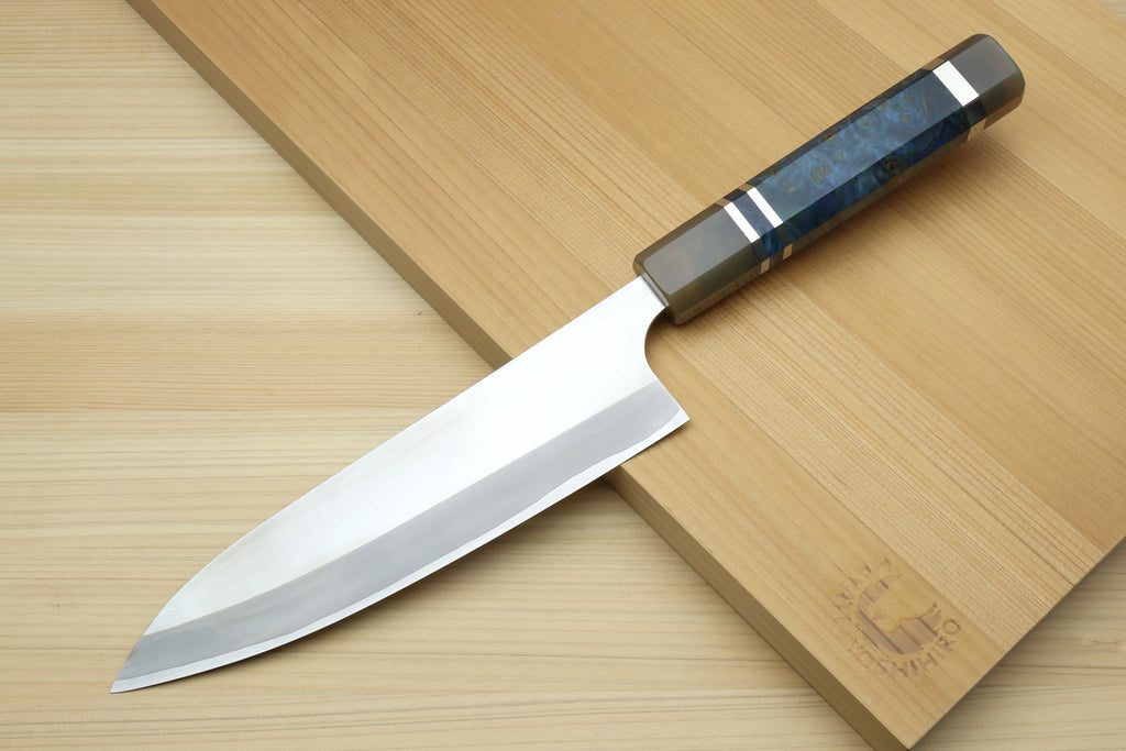 Yoshihiro High Speed Steel HAP40 Petty Multipurpose Chef Knife Ocean Blue Handle