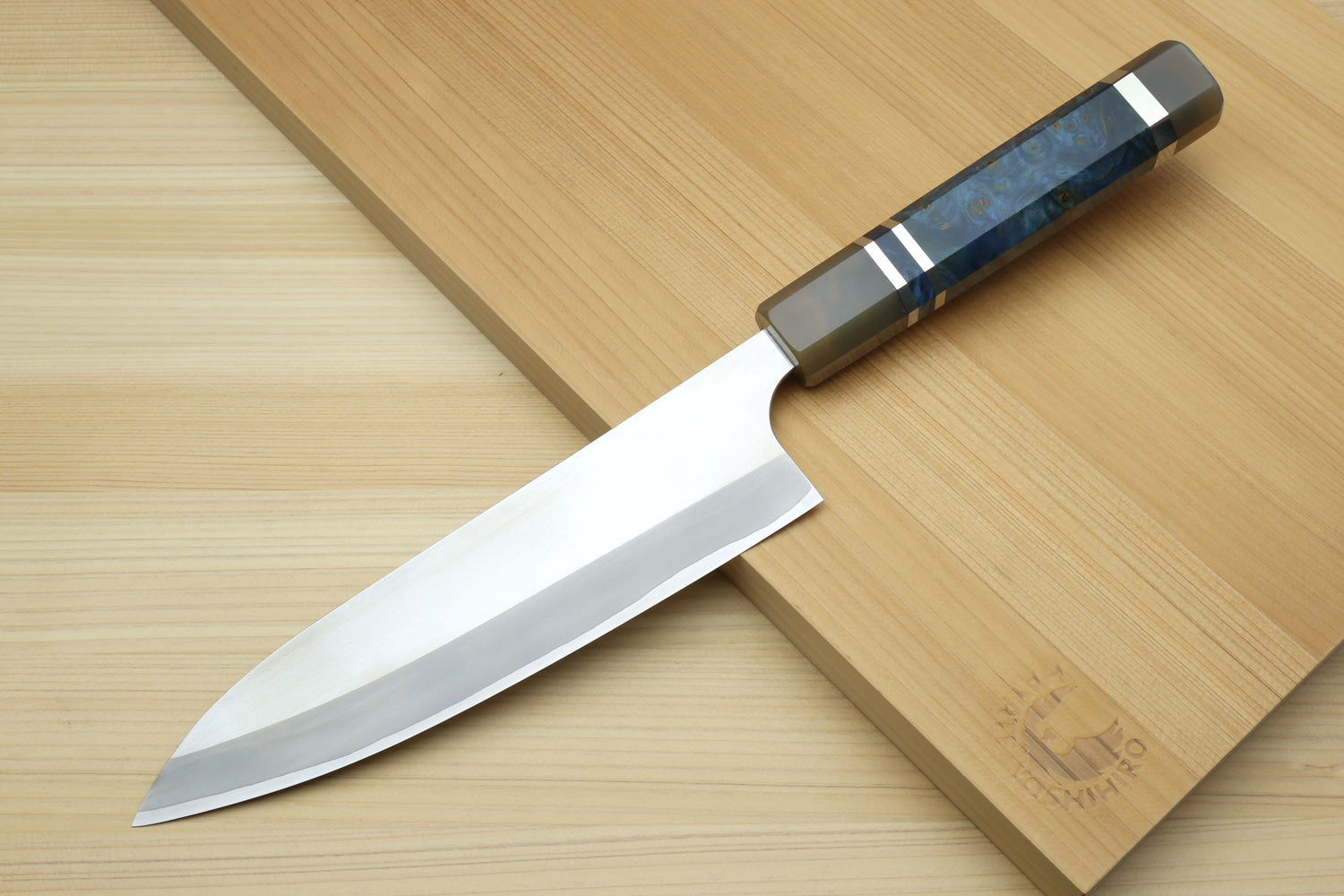 Yoshihiro High Speed Steel HAP40 Petty Multipurpose Chef Knife Ocean Blue Handle