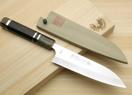 Yoshihiro High Speed Steel HAP40 Petty Multipurpose Chef Knife with Triple Ring Handle