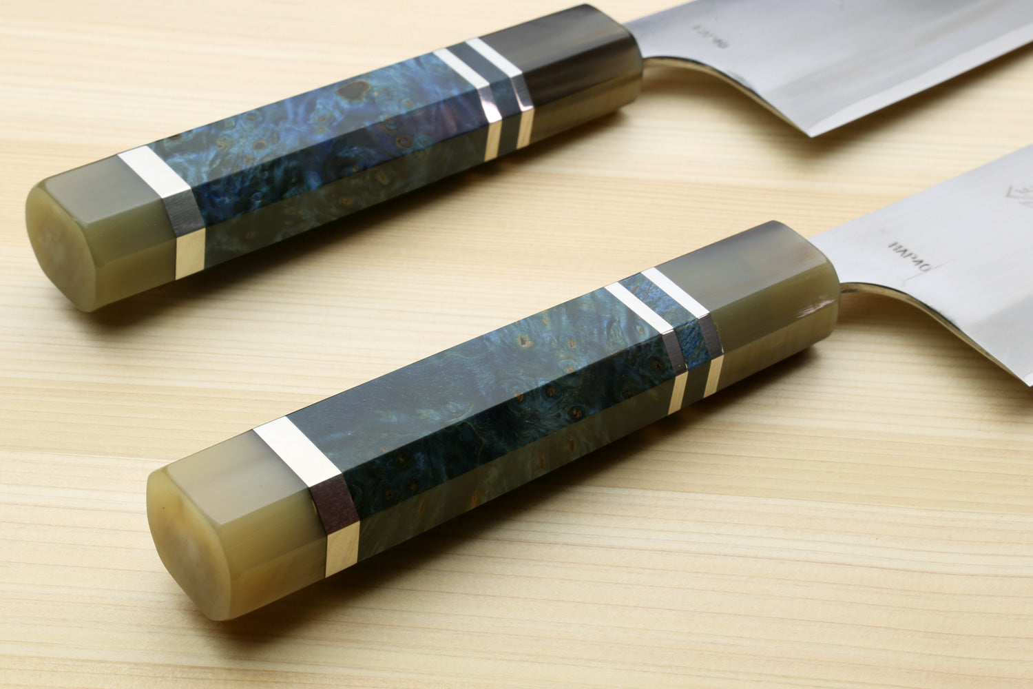 Yoshihiro High Speed Steel HAP40 Santoku Multipurpose Chefs Knife with Ocean Handle