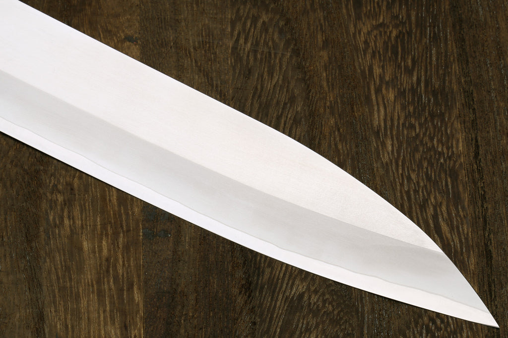 Yoshihiro High Speed Steel HAP40 Sujihiki Slicer with Triple Ring Ebony Handle (Blade Length 10.5" (270mm)) — Saya Cover Not Included