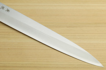 Yoshihiro Inox Stainless Steel Yanagi Sushi Sashimi Japanese Knife with Saya Cover - Handle Type A