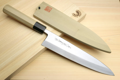 Yoshihiro Kasumi White Steel Mioroshi Filet Sushi Sashimi Japanese Chef Knife Octagonal Magnolia Handle (Blade Length: 9.5"(240mm))