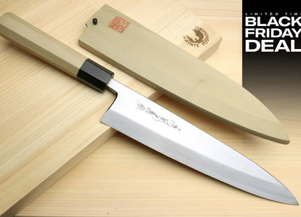 (BF Sale) Yoshihiro Kasumi White Steel Mioroshi Filet Sushi Sashimi Japanese Chef Knife Octagonal Magnolia Handle (Blade Length: 9.5"(240mm))