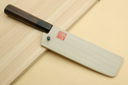 Yoshihiro Black Finish Blue Steel #2 Kurouchi Nakiri Japanese Vegetable Chef Knife 6.5" (165mm) Octagonal Shitan Handle