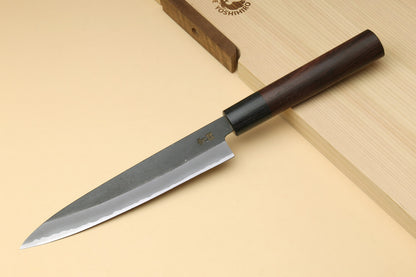 Yoshihiro Black Finish Blue Steel #2 Kurouchi Santoku and Petty Japanese Chef Knife with Saya Cover SET (D-Shape Shitan Handle)