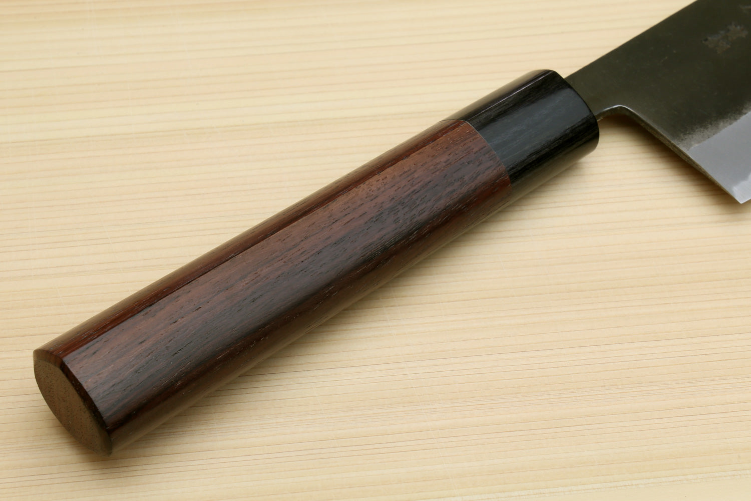 Yoshihiro Black Finish Blue Steel #2 Kurouchi Nakiri Traditional Japanese Vegetable Chopping Chef Knife 6.5" (165mm) D-Shape Shitan Handle
