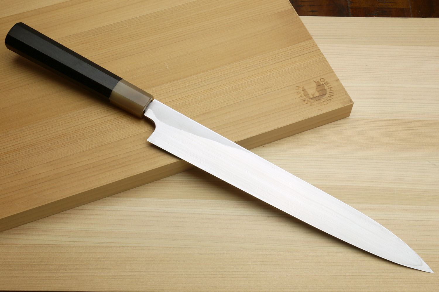 Yoshihiro Left Handed Masashi Hongasumi White Steel Yanagi Sushi Sashimi Japanese Knife Ebony Handle