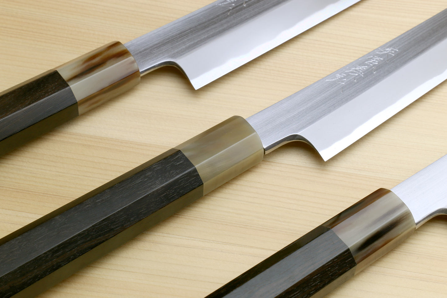 Yoshihiro Masashi Hongasumi White Steel Sakimaru Takobiki Sushi Sashimi Japanese Knife Ebony Handle