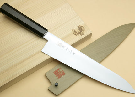 Yoshihiro AUS10 Ice Hardened Stainless Steel Gyuto Japanese Chef Knife Ebony Handle 9.5"(240mm)