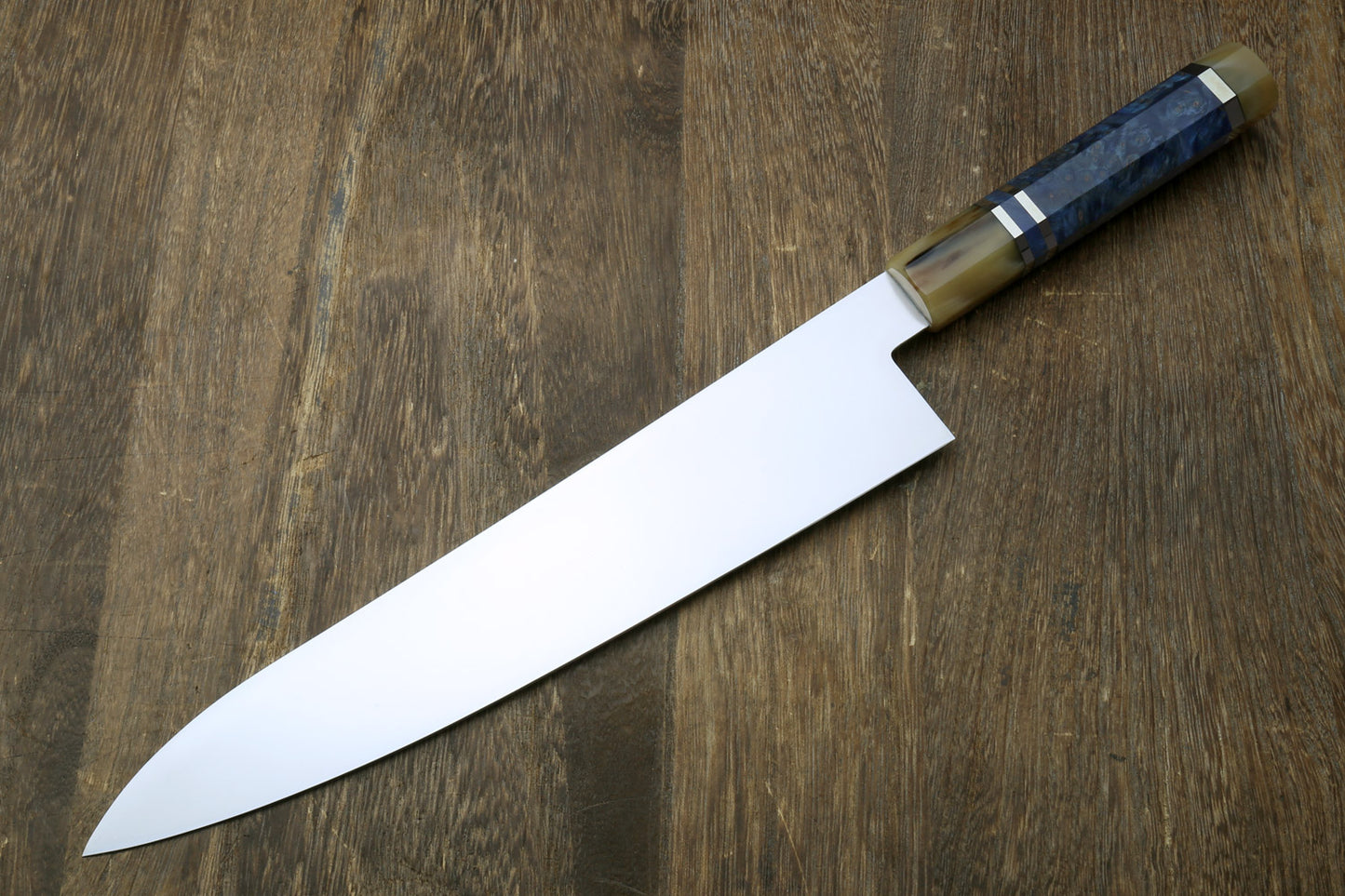 Yoshihiro AUS10 Ice Hardened Stainless Steel Gyuto Japanese Chef Knife with Ocean Blue Handle 9.5" (240mm)