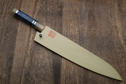 Yoshihiro AUS10 Ice Hardened Stainless Steel Gyuto Japanese Chef Knife with Ocean Blue Handle 9.5" (240mm)