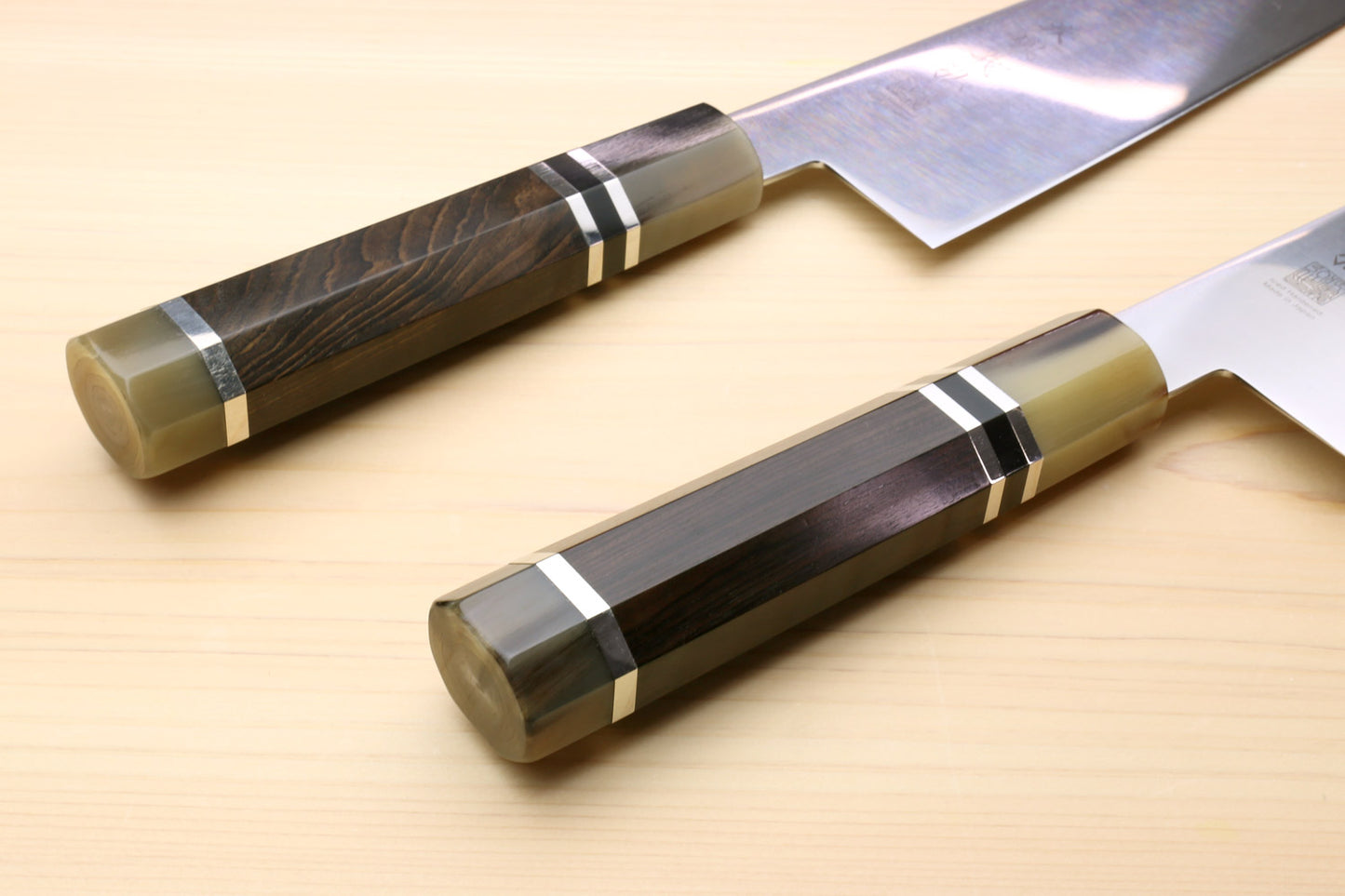 Yoshihiro AUS10 Ice Hardened Stainless Steel Gyuto Japanese Chef Knife Octagonal Ebony wood Handle with Triple ring 9.5"(240mm)