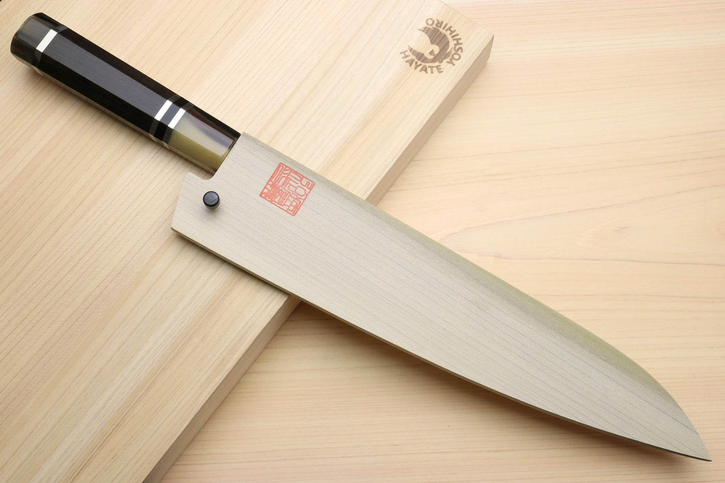 Yoshihiro AUS10 Ice Hardened Stainless Steel Gyuto Japanese Chef Knife Octagonal Ebony wood Handle with Triple ring 9.5"(240mm)