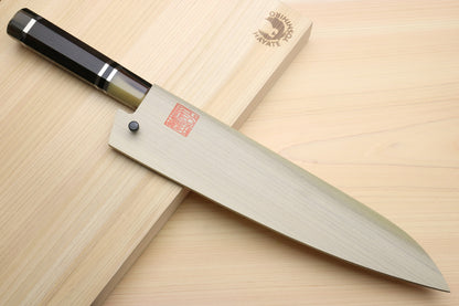Yoshihiro AUS10 Ice Hardened Stainless Steel Gyuto Japanese Chef Knife Octagonal Ebony wood Handle with Triple ring 9.5"(240mm)