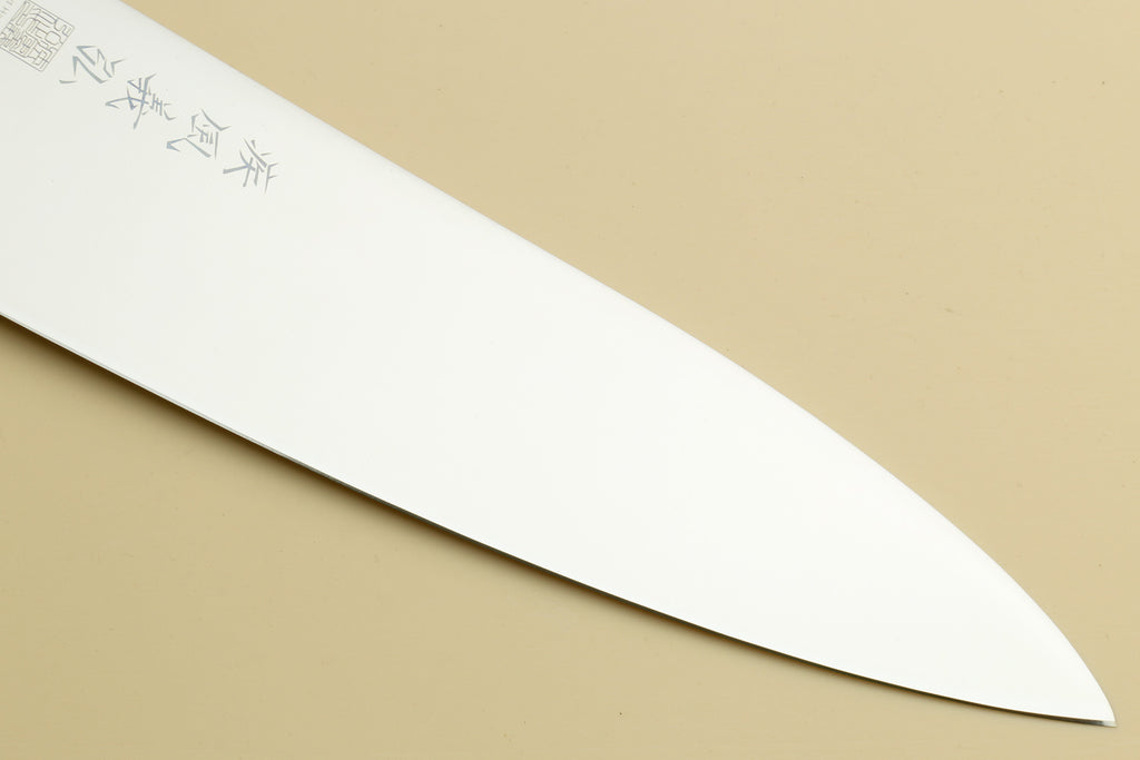 Yoshihiro AUS10 Ice Hardened Stainless Steel Gyuto Japanese Chef Knife Ebony Wood Handle with Alternative Ivory Bolster