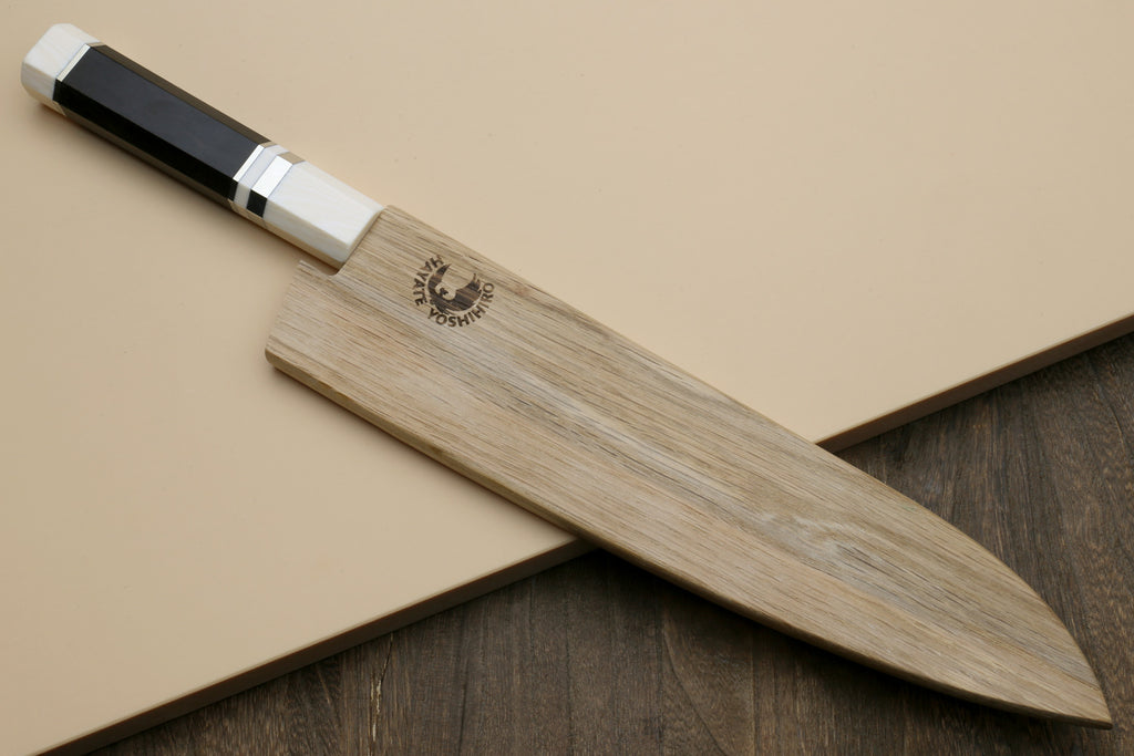 Yoshihiro AUS10 Ice Hardened Stainless Steel Gyuto Japanese Chef Knife Ebony Wood Handle with Alternative Ivory Bolster