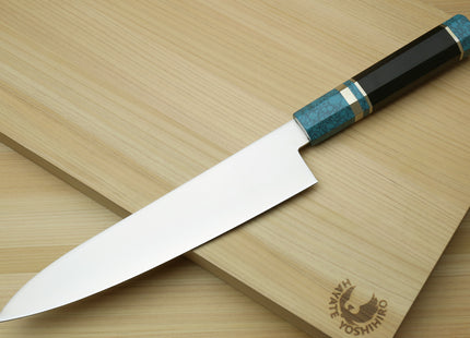 Yoshihiro AUS10 Ice Hardened Stainless Steel Gyuto Japanese Chef Knife with Turquoise Blue Handle 8.25" (210mm)