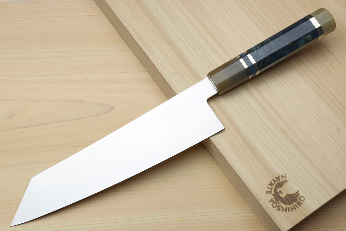 Yoshihiro AUS10 Ice Hardened Stainless Steel Kiritsuke Japanese Chef Knife with Ocean Blue Handle