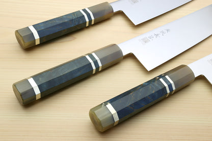 Yoshihiro AUS10 Ice Hardened Stainless Steel Kiritsuke Japanese Chef Knife with Ocean Blue Handle