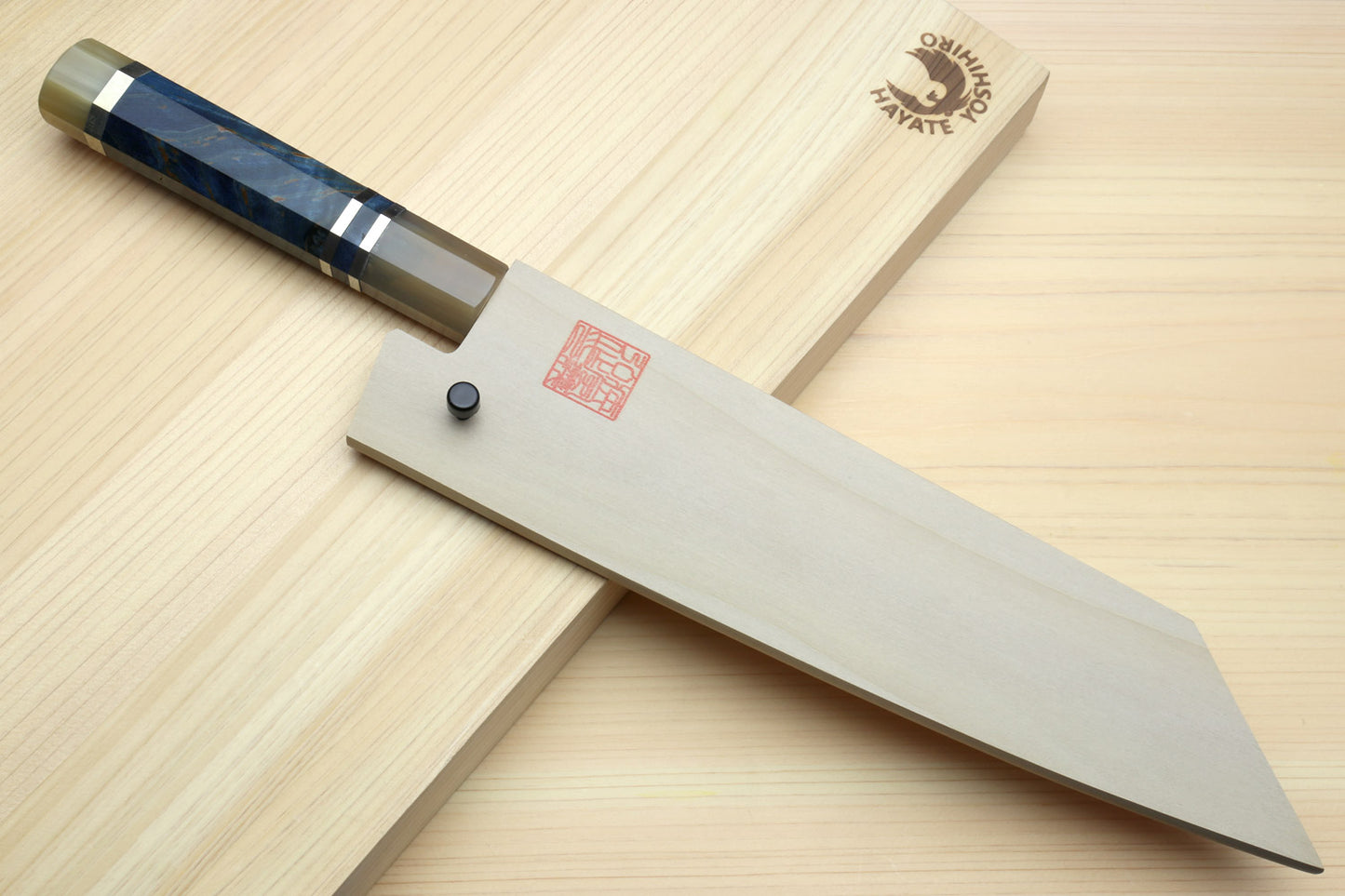 Yoshihiro AUS10 Ice Hardened Stainless Steel Kiritsuke Japanese Chef Knife with Ocean Blue Handle