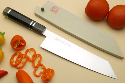 Yoshihiro AUS10 Ice Hardened Stainless Steel Kiritsuke Japanese Chef Knife Triple Ring Ebony Handle