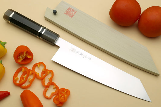 Yoshihiro AUS10 Ice Hardened Stainless Steel Kiritsuke Japanese Chef Knife Triple Ring Ebony Handle