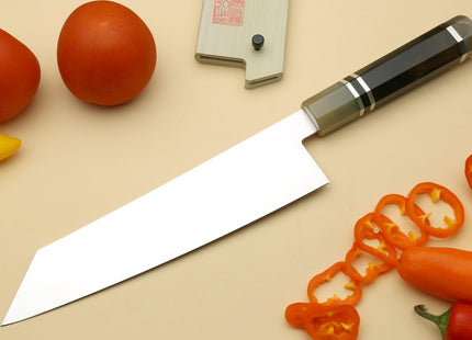 Yoshihiro AUS10 Ice Hardened Stainless Steel Kiritsuke Japanese Chef Knife Triple Ring Ebony Handle
