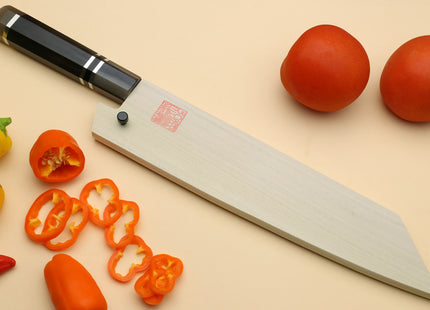Yoshihiro AUS10 Ice Hardened Stainless Steel Kiritsuke Japanese Chef Knife Triple Ring Ebony Handle