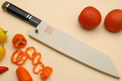 Yoshihiro AUS10 Ice Hardened Stainless Steel Kiritsuke Japanese Chef Knife Triple Ring Ebony Handle