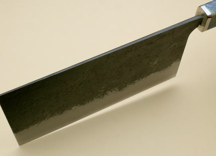 Yoshihiro Nashiji High Carbon Blue Steel #2 Chinese-Style Cleaver Vegetable Knife with Stabilized Maple Burl Handle (Mazaki Special Edition: TYPE A)