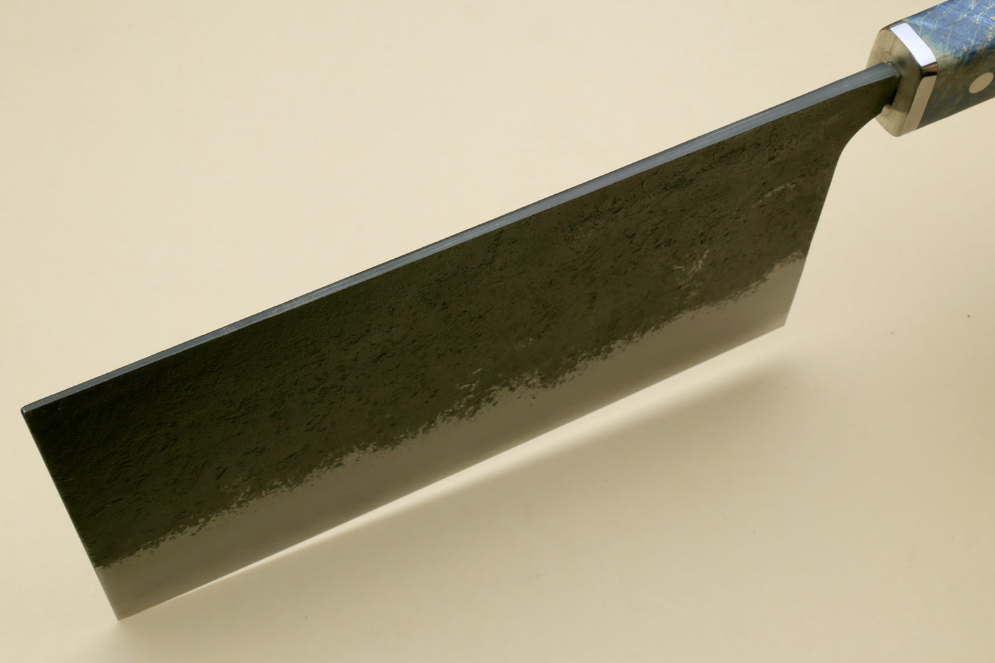 Yoshihiro Nashiji High Carbon Blue Steel #2 Chinese-Style Cleaver Vegetable Knife with Stabilized Maple Burl Handle (Mazaki Special Edition: TYPE A)