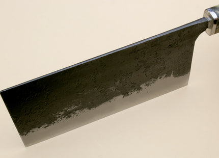 Yoshihiro Nashiji High Carbon White Steel #2 Chinese-Style Cleaver Vegetable Knife with Stabilized Maple Burl Handle (Mazaki Special Edition: TYPE C)