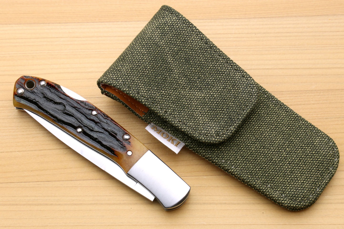 Moki VG-10 Stainless Steel Mirror Polished Lockback Folding Pocket Knife with Mini Green Pouch