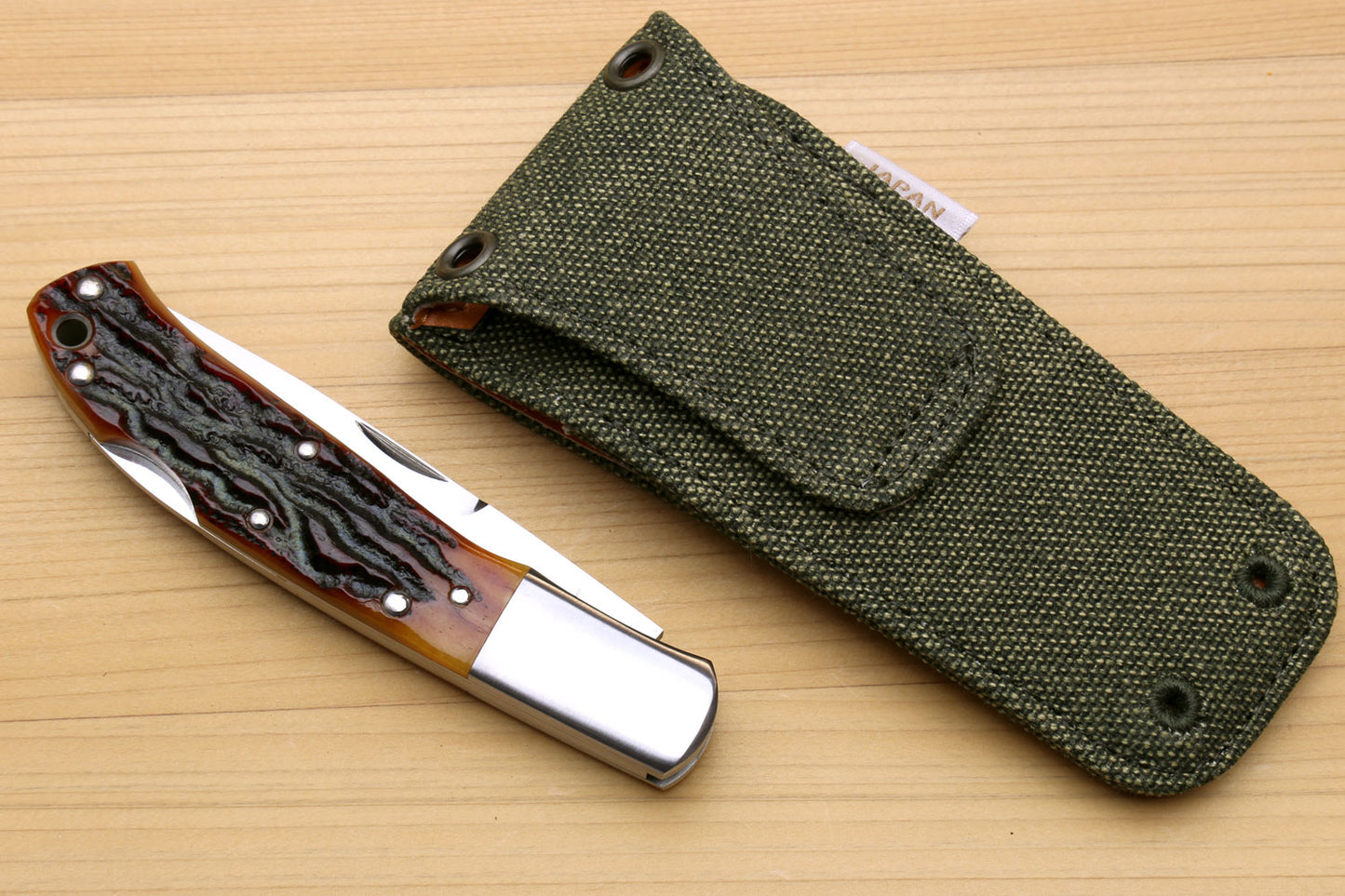 Moki VG-10 Stainless Steel Mirror Polished Lockback Folding Pocket Knife with Mini Green Pouch