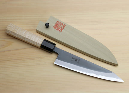 Yoshihiro High Carbon Blue Steel #2 Kurouchi Petty-Kiritsuke Utility Knife with Kaede Handle