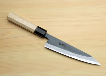 Yoshihiro High Carbon Blue Steel #2 Kurouchi Petty-Kiritsuke Utility Knife with Kaede Handle