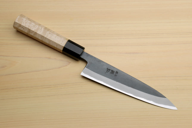 Yoshihiro High Carbon Blue Steel #2 Kurouchi Petty Utility Knife with Kaede Handle