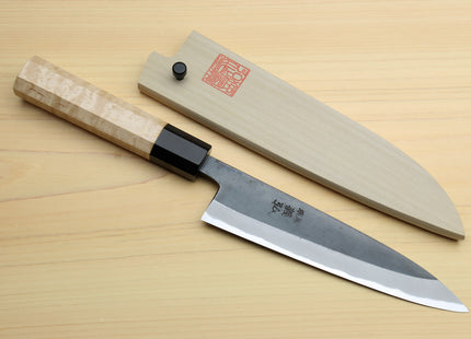 Yoshihiro High Carbon Blue Steel #2 Kurouchi Petty Utility Knife with Kaede Handle