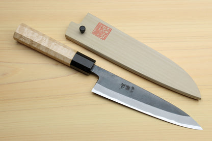 Yoshihiro High Carbon Blue Steel #2 Kurouchi Petty Utility Knife with Kaede Handle