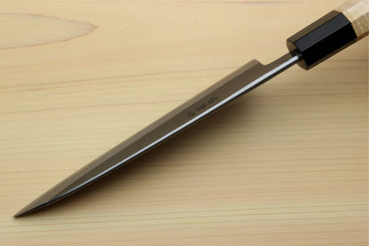 Yoshihiro High Carbon Blue Steel #2 Kurouchi Petty Utility Knife with Kaede Handle