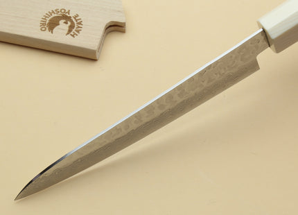 Yoshihiro VG-10 46 Layers Hammered Damascus Petty Utility Japanese Chef Knife Alternative Ivory Handle (6" (150mm))